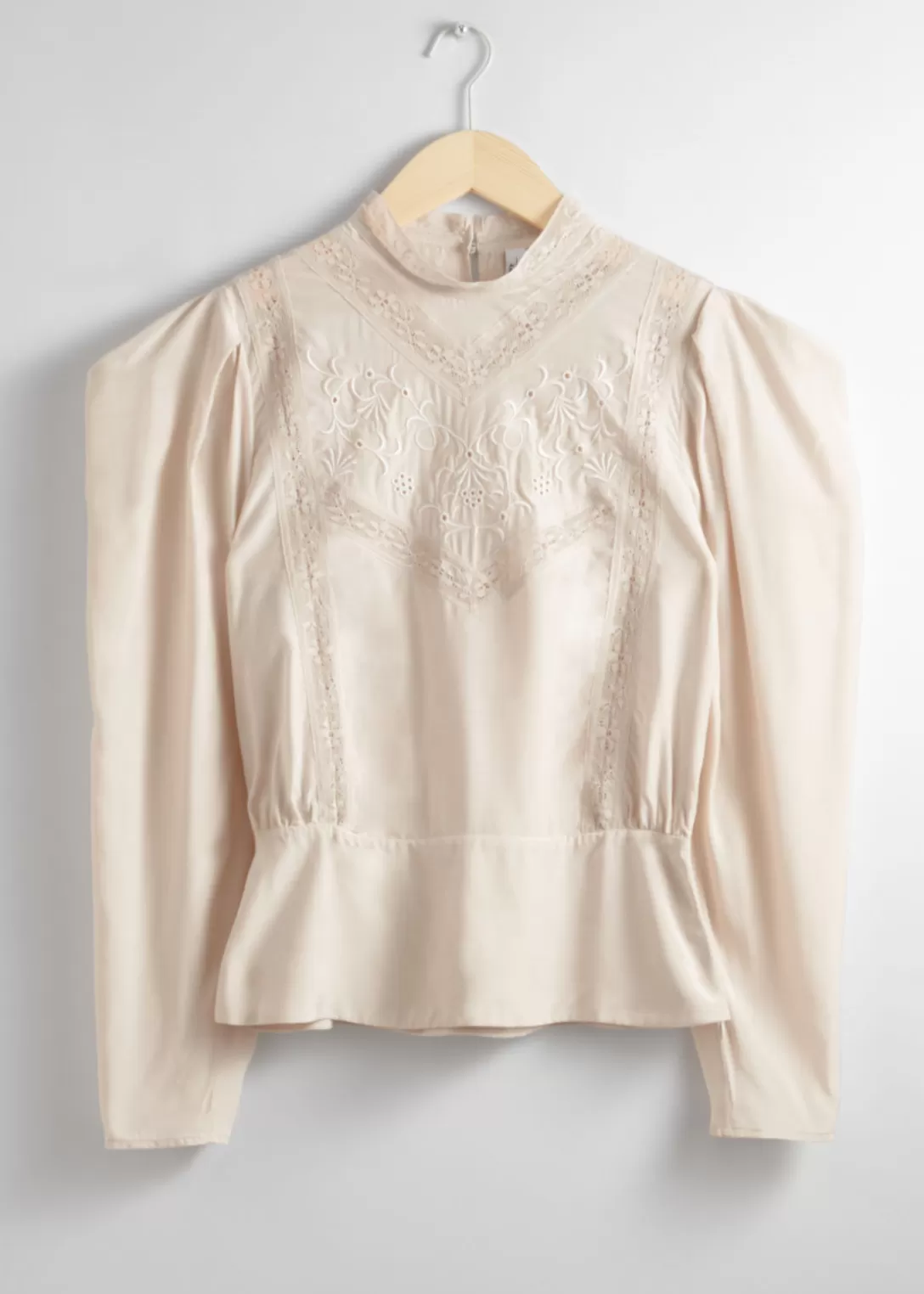 & Other Stories Blouse Brodée à Manches Ballon Beige Shop