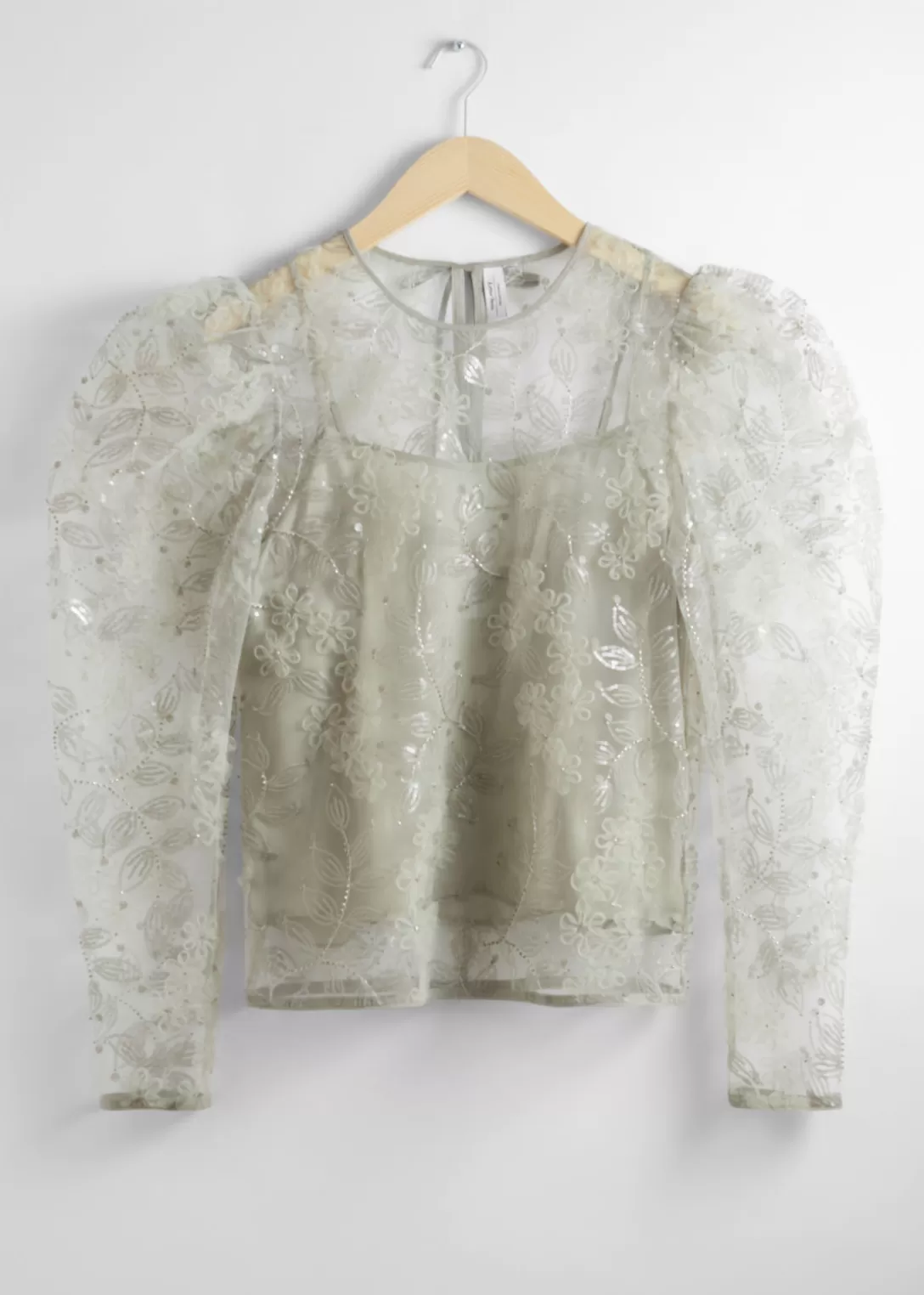 & Other Stories Blouse Brodée En Organza Transparent Vert clair Shop