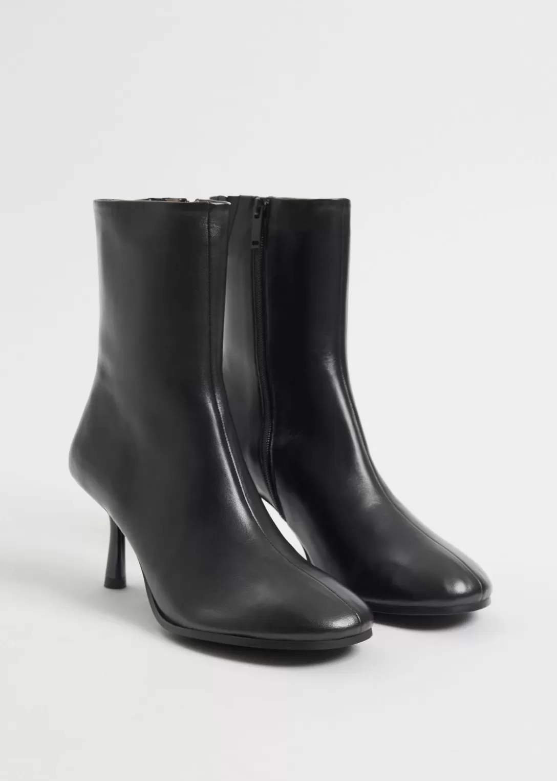 & Other Stories Bottines En Cuir à Talons Noir Flash Sale