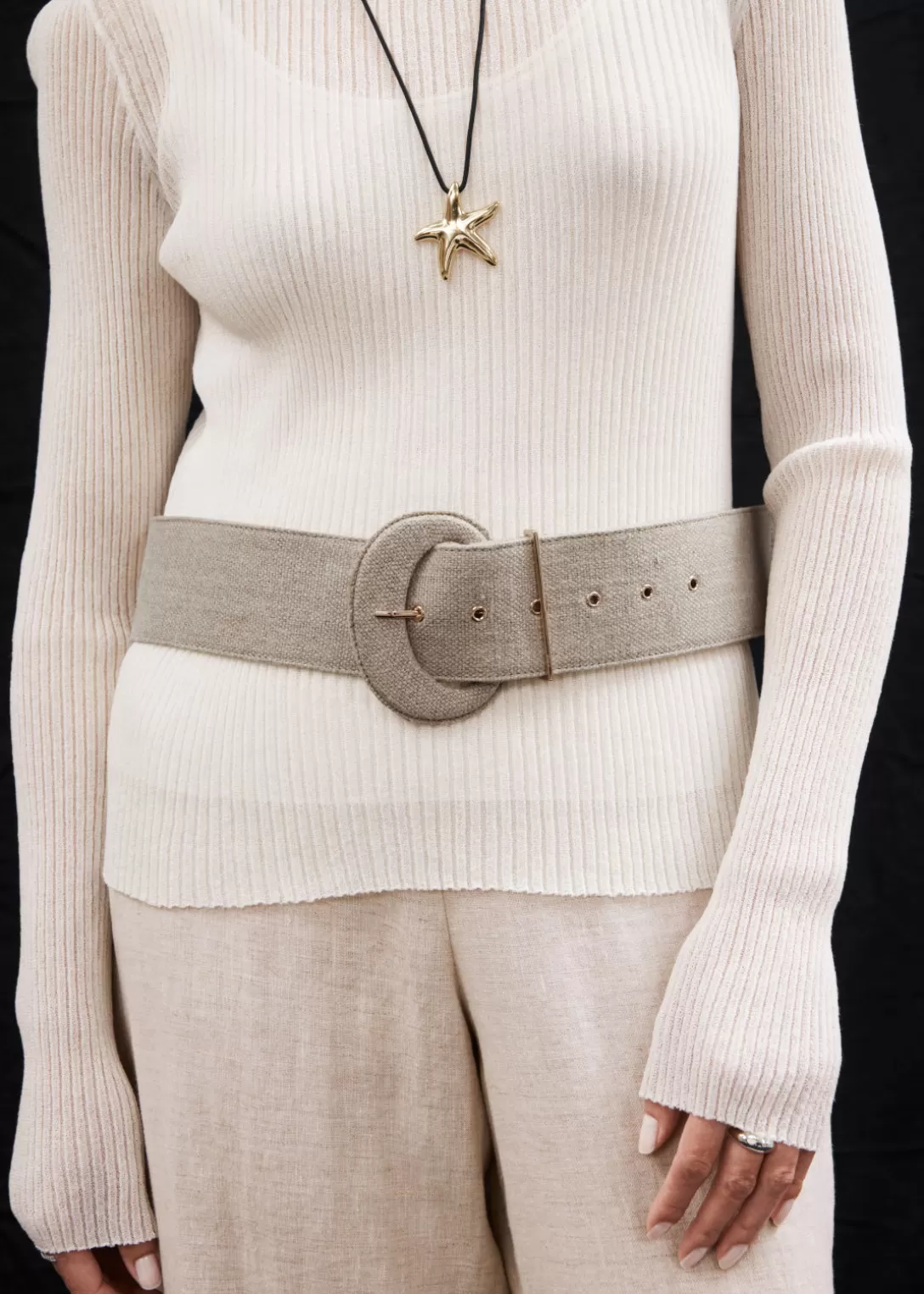 & Other Stories Ceinture Large En Lin Beige Best