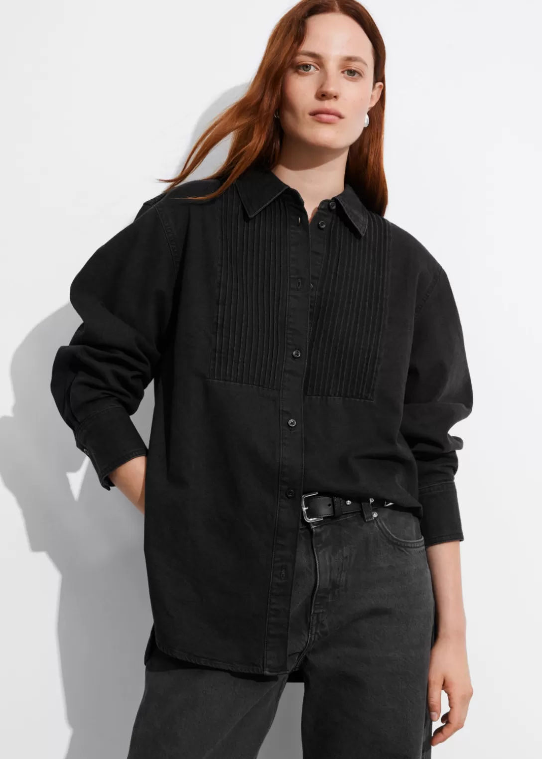 & Other Stories Chemise En Jean Plissée Noir Shop