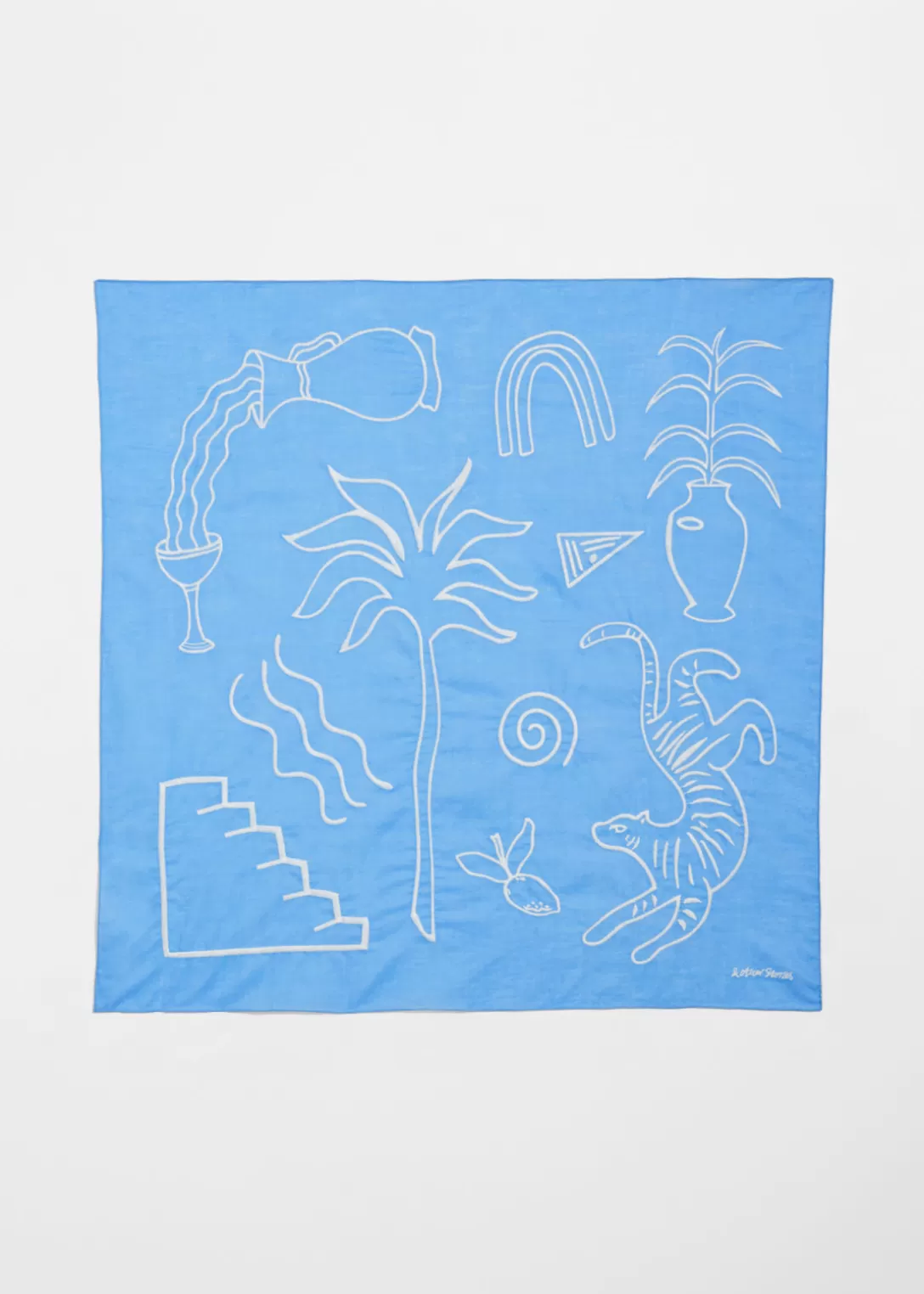 & Other Stories Foulard En Voile De Coton Brodé Bleu clair Sale