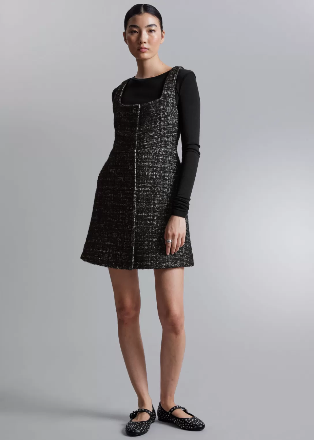 & Other Stories Robe Courte Sans Manches En Tweed Tweed noir Flash Sale