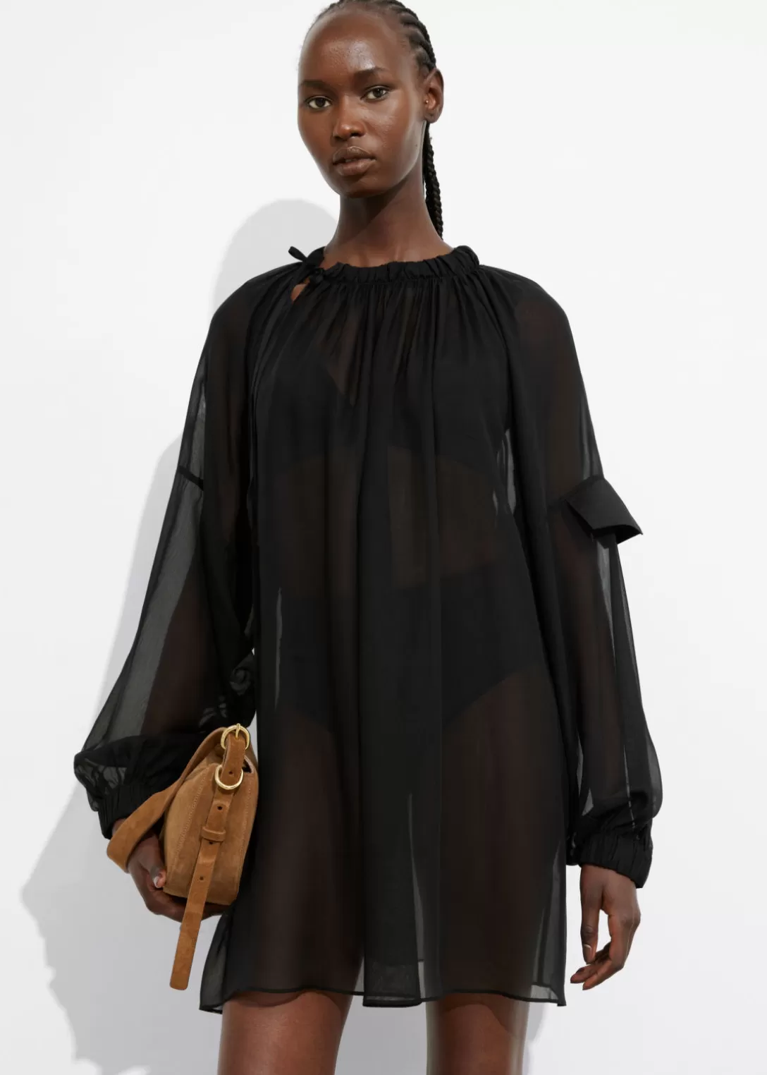 & Other Stories Robe Courte Transparente Noir Fashion