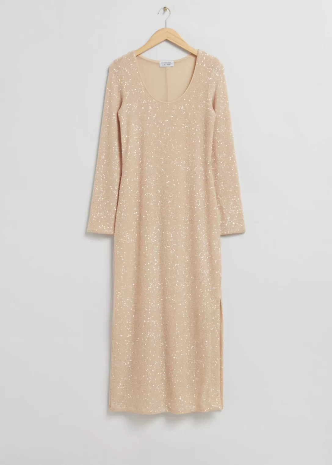 & Other Stories Robe Longue Pailletée Beige Cheap