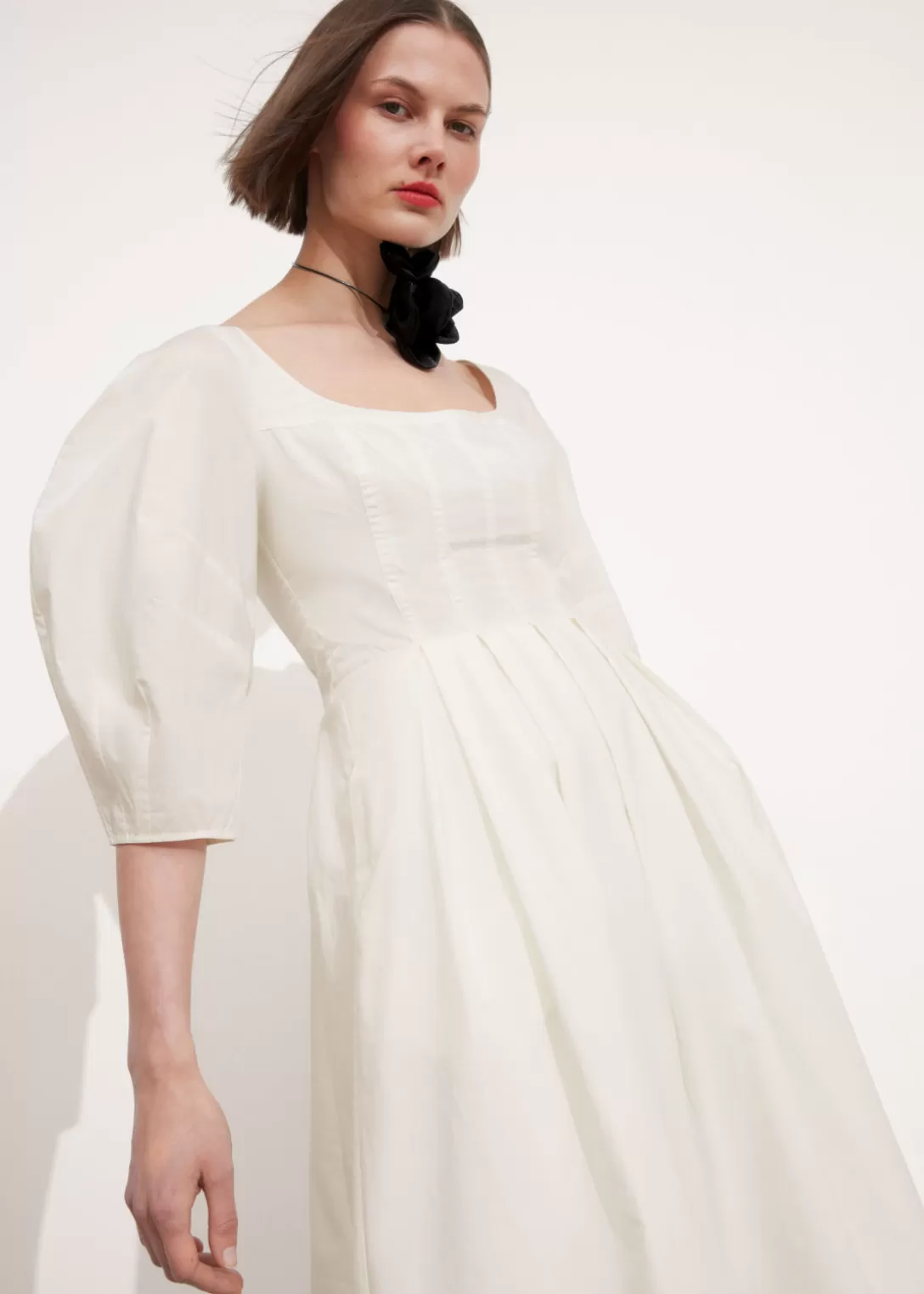 & Other Stories Robe Midi Plissée Blanc Sale