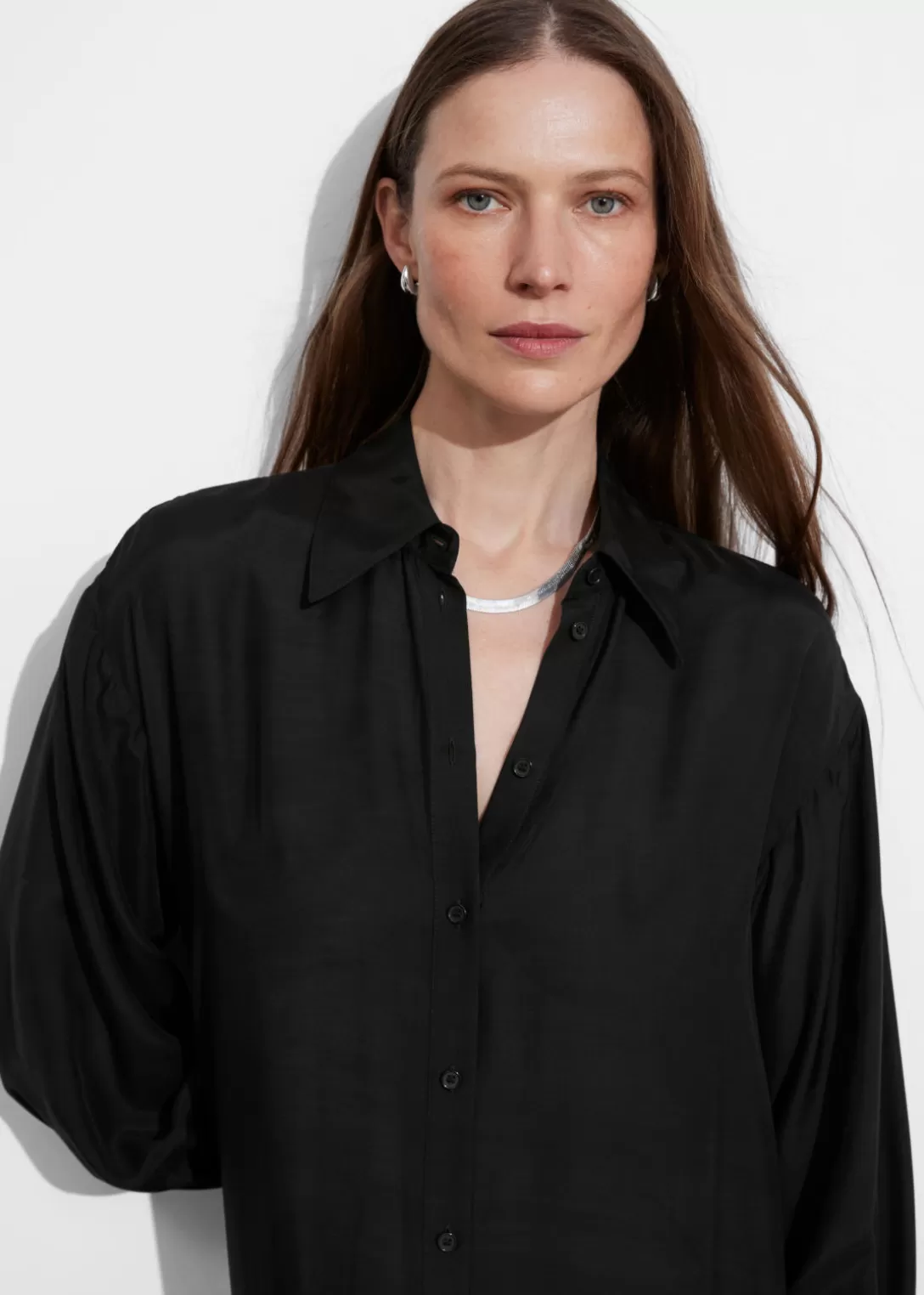 & Other Stories Robe-chemise Longue Noir Flash Sale