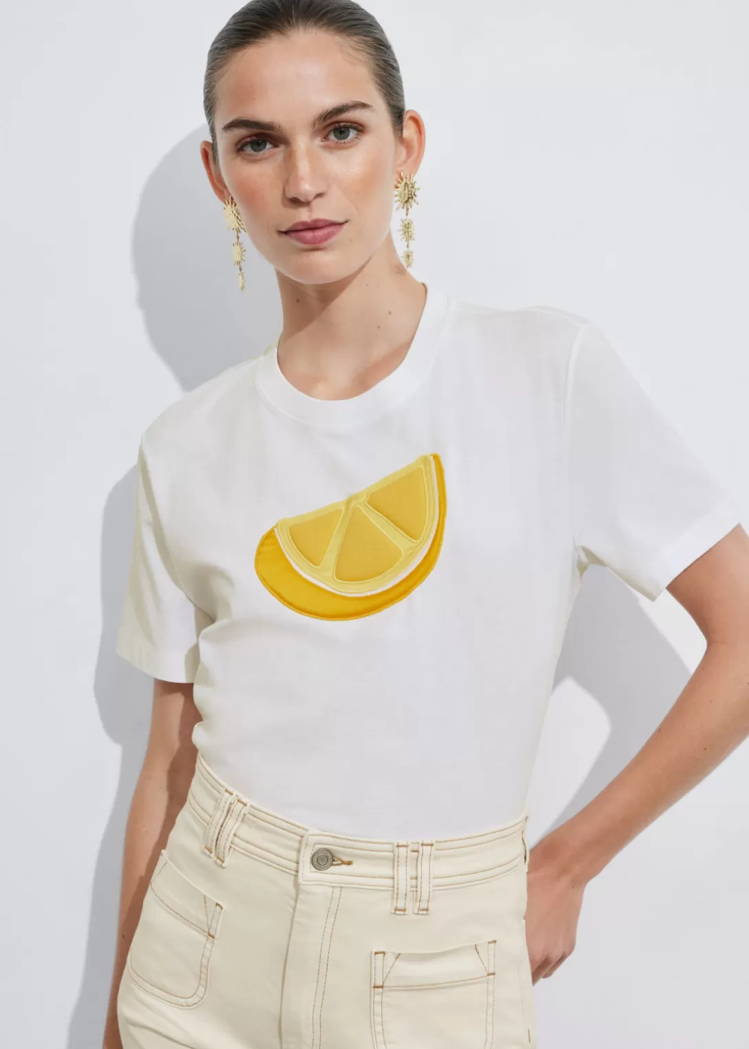 & Other Stories T-shirt Col Ras Du Cou à Motif Fruit Blanc Flash Sale