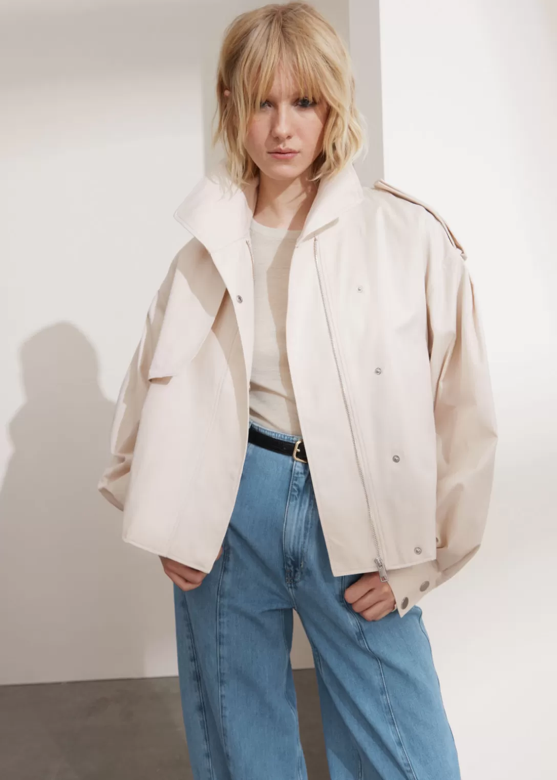 & Other Stories Veste Oversize Ceinturée Beige Cheap